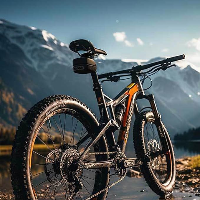 ENLEE Bike Saddle Bag, Adjustable Bicycle Seat Bag, Quick-release Tail Bag Cycling Seat Pack for Mountain Road Bikes (Black)