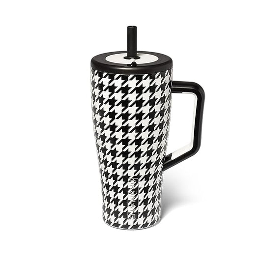 BrüMate Era 30 oz Tumbler with Handle and Straw | 100% Leakproof Insulated Water Bottle Tumbler with Lid and Flexible SoftSip Straw | Made of Stainless Steel | Cup Holder Friendly | 30oz (Houndstooth)