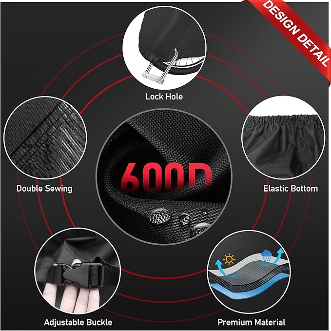 Bike Covers for 3 Bikes - 600D Waterproof & Heavy Duty, Large Bicycle Cover for eBike, Mountain, Road, Hybrid, Beach Cruiser, Scooter
