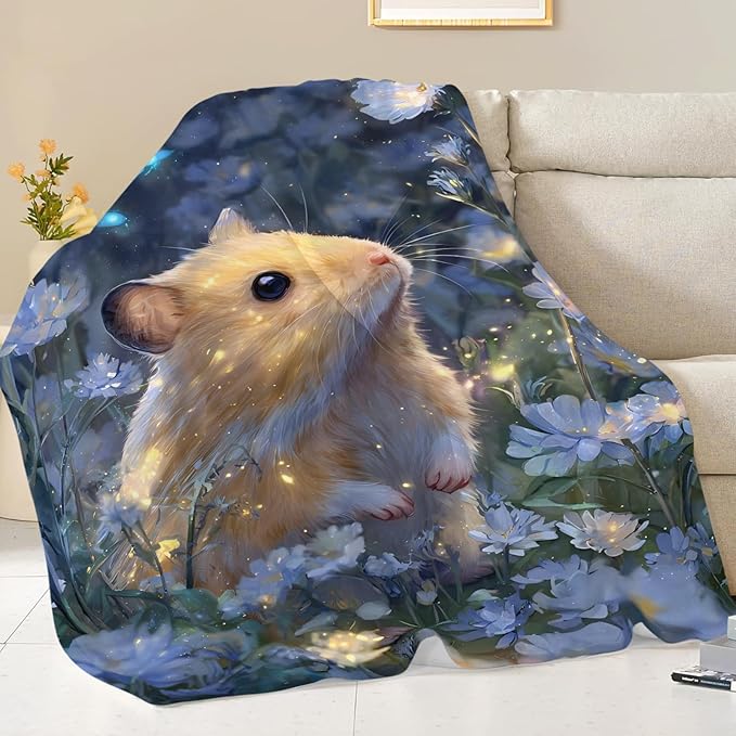Hamster Blanket Gifts for Girls Boys Cute Animal Lover Throw Cozy Plush Fleece Flannel Lightweight Fuzzy Blankets for Women Men 60"X50"