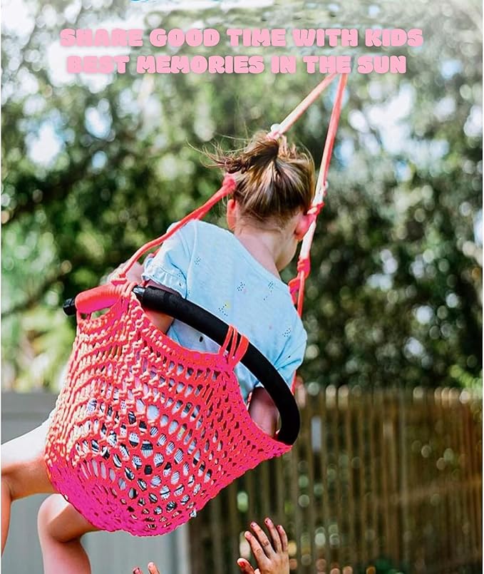 Hi-Na Kids Tree Swing Seat for Kids Rope Swing Seat, Indoor Swing for Kids Outdoor, Backyard Swing Tree Swing Seat Door Swing (Pink)