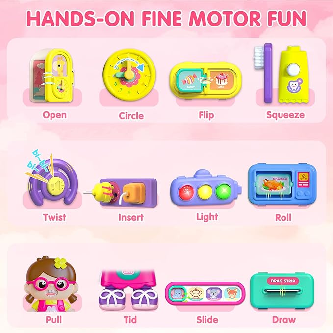 Baby Busy Board for 1-2 Year Old Boy Girl Gift,Musical Toddler Toys for 1+ Year Old,Early Educational Toy for Toddlers 1-3,Birthday Gifts for 1+Year Old Girl, 1 2 Year Old Christmas Toys Gifts