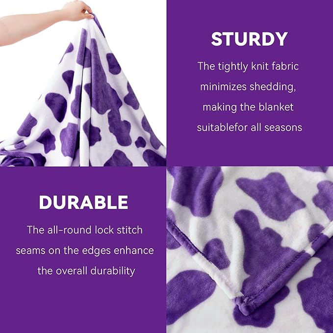 Purple Twin Fleece Blanket 60"x80" - Ultra Soft Flannel Throw for Couch, Bed | Lightweight Warm Blanket for Adults, Teens - Lavender Home Decor Gifts