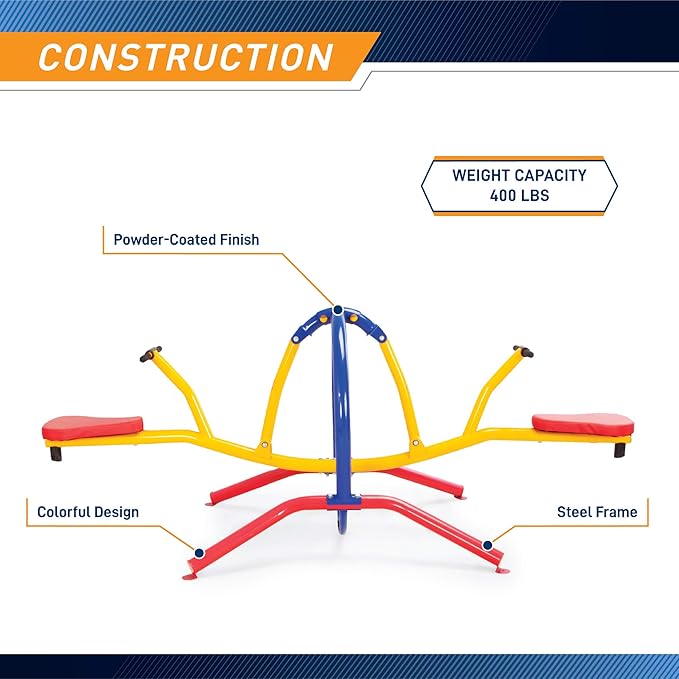 Gym Dandy Indoor & Outdoor Playground Equipment Teeter Totters, 360 Spinning Seesaw, Swing Set for Children Exercises Age 3-12