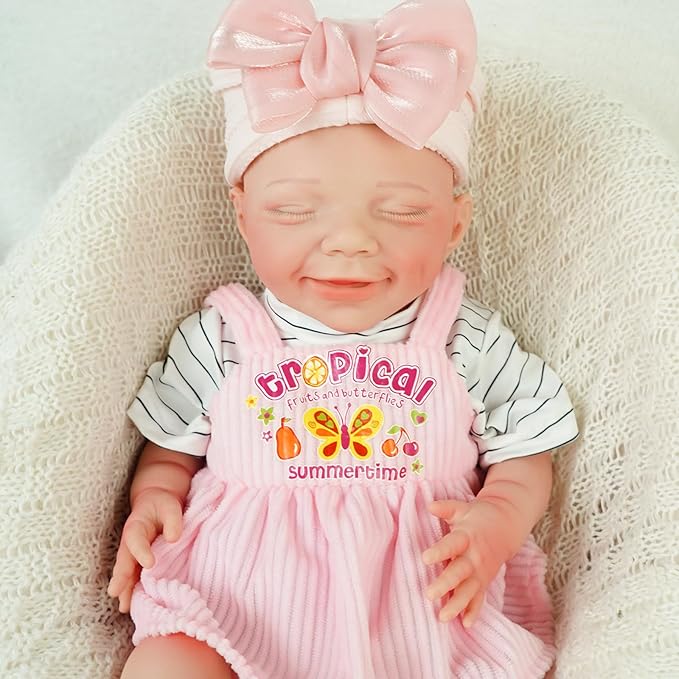 17.72 in Full Silicone Reborn Baby Dolls, 1:1 Lifelike Newborn Dolls Non Vinyl Realistic Reborn Toddler Dolls Boy Washable Sleeping Doll