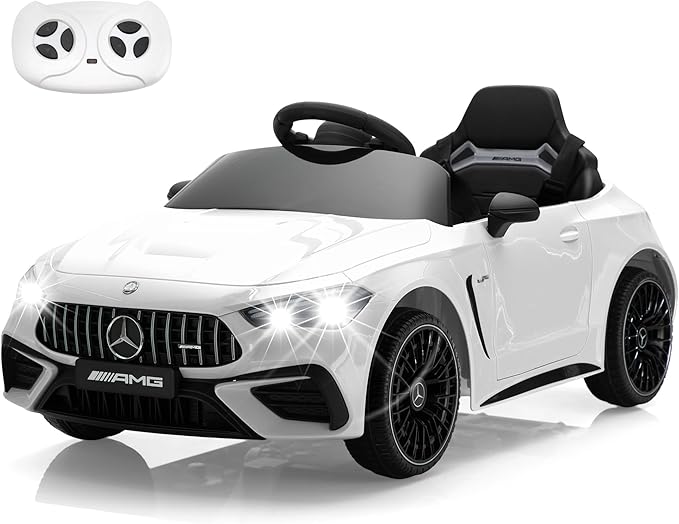Licensed Mercedes-Benz Kids Electric Car by TOBBI, Toddlers Ride On Toy, Battey-Powered Vehicle with Parental Remote Control/Soft Start/3 Speeds/Horn & LED for Children Ages 3-6 Years-White