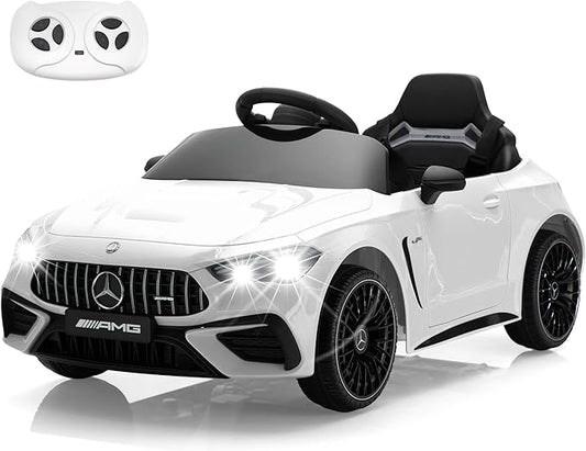 Licensed Mercedes-Benz Kids Electric Car by TOBBI, Toddlers Ride On Toy, Battey-Powered Vehicle with Parental Remote Control/Soft Start/3 Speeds/Horn & LED for Children Ages 3-6 Years-White