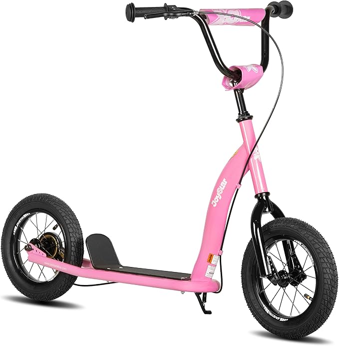 JOYSTAR Kick Scooter for Kids 5+ Teens & Youth, Lightweight Kids Scooter with Adjustable Handlebar, 2 Wheel Scooter for Boys & Girls, 12" Inflatable Wheels Rear Drum Brakes