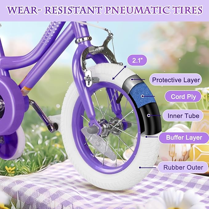 XJD Girls Bike for Toddlers and Kids Ages 2-12 Years Old,12 14 16 Inch Kids Bike with Training Wheels & Basket