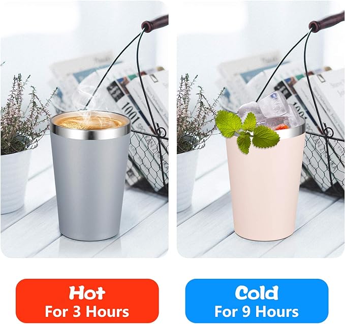 VEGOND 12oz Tumbler Stainless Steel Tumbler bulk Vacuum Insulated Double Wall Travel Tumbler with Lid and Straw Reusable Tumbler, Grey 6 Pack