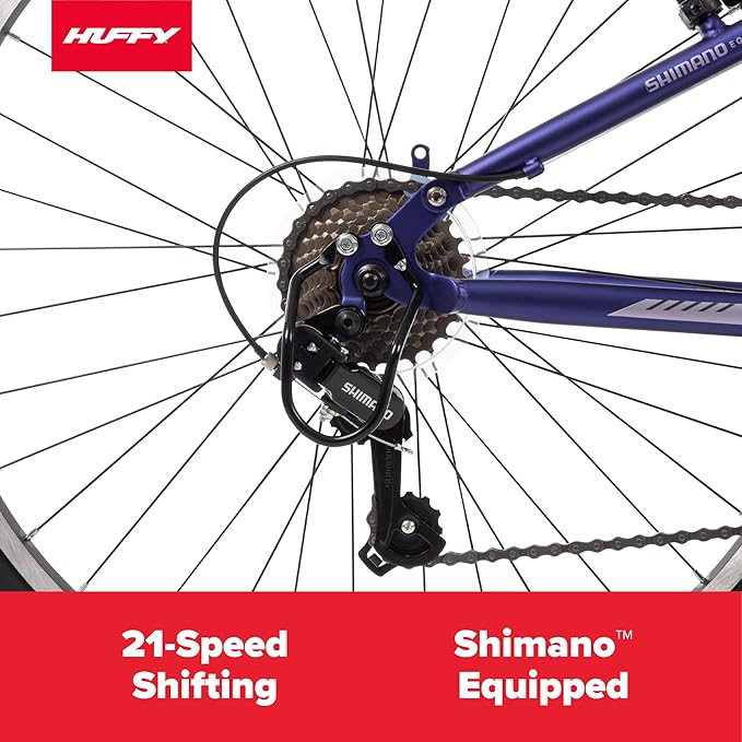 Huffy Stone Mountain Hardtail Mountain Bike for Boys/Girls/Men/Women, 20"/24"/26" Sizes, 6 or 21 Speed Shimano Twist Shifting, Front or Dual Suspension, Comfort Saddle, Sleek Colors