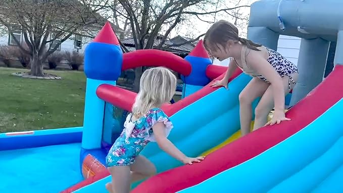 ROOJER Inflatable Dual Water Slide Bounce House for Kids Backyard 10-in-1 Blow Up Water Park with Blower, Splash Pool, Climbing Wall & Multi-Sport Games | Summer Indoor Outdoor Play & Party Gifts