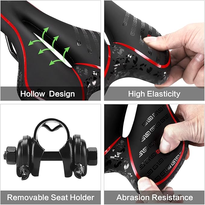 OUXI Comfort Bike Seat Comfortable Gel Bicycle Saddle Replacement Soft Padded with Shock Absorbing Waterproof for MTB Mountain Bike Road Bike Exercise Bike Men Women and Ladies