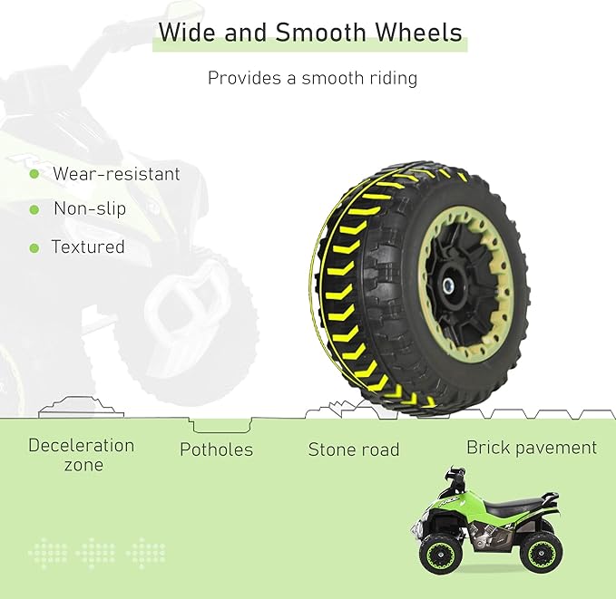 Aosom NO Power Kids Ride On Push Car, Ride Racer, Foot-to-Floor Sliding Car, Walking ATV Toy with Music, Lights, for 1.5-3 Years Old, Green