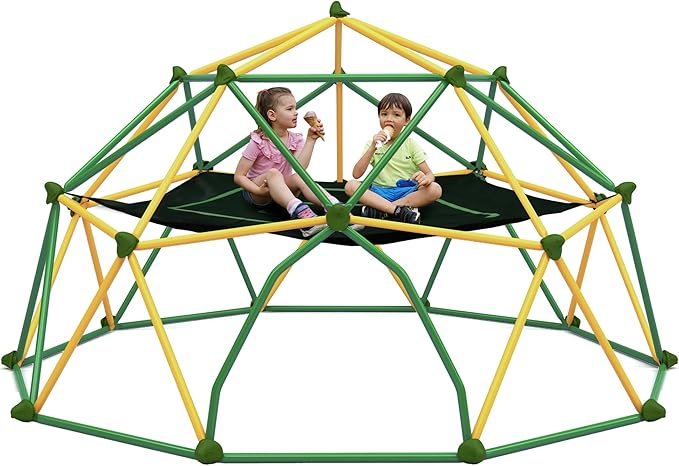 Merax 12FT Climbing Dome with Hammock, Outdoor Geometric Dome Climber Play Center for Kids 3-10 Supporting 1000 lbs, Easy Assembly Jungle Gym