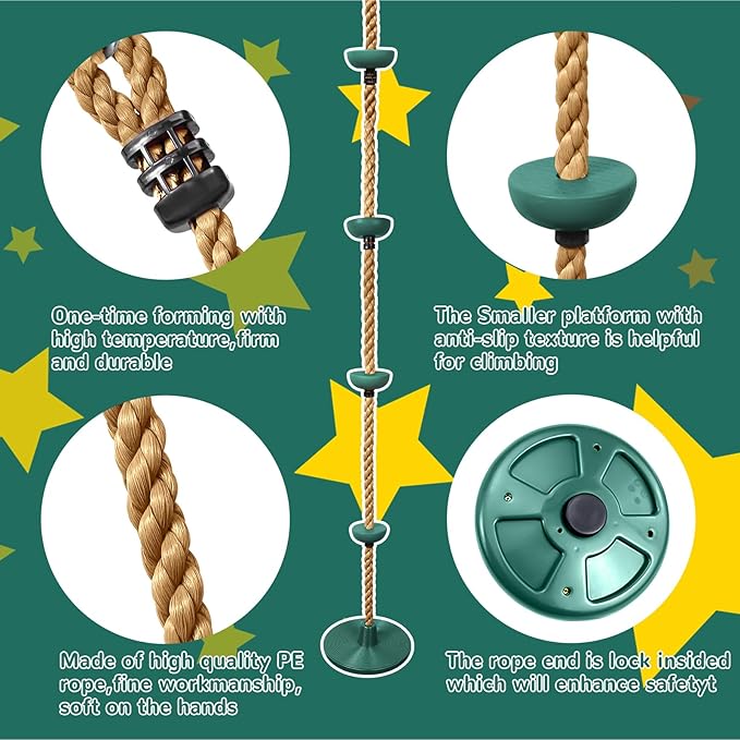 ZNCMRR Tree Swing Climbing Rope, Heavy Duty Swings Seat Replacement for Kids Disc Rope Climbing Swing Seat for Tree Indoor Outdoor Playground Swings Set Accessories(Green)