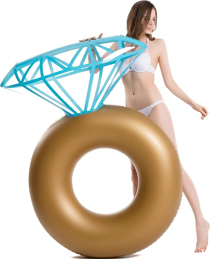 Jasonwell Inflatable Diamond Ring Pool Float - Engagement Ring Bachelorette Party Float Stagette Decorations Swimming Tube Floaty Outdoor Water Lounge Floats for Adults