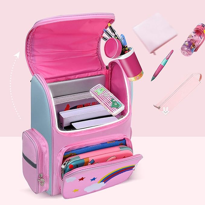 HT HONOR . TRUST Kids Backpacks for Girls Ages 6-8 Elementary Kindergarten Girls Backpack for School Pink Bookbag Mochilas Escolares Para Niñas Book Bag for Kids 5-7 Years old