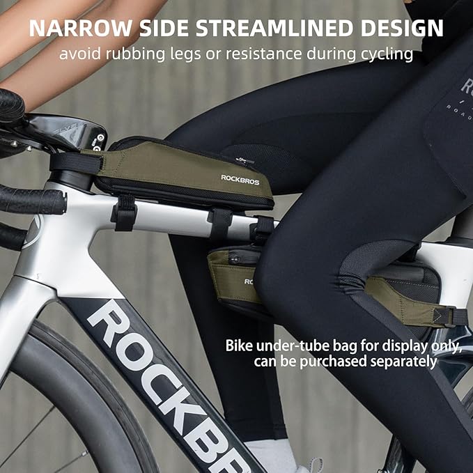 ROCKBROS Bike Top Tube Bag Bike Frame Bag Bike Triangle Bag Small Aerodynamic Bag for Triathlon and Gravel Bikes