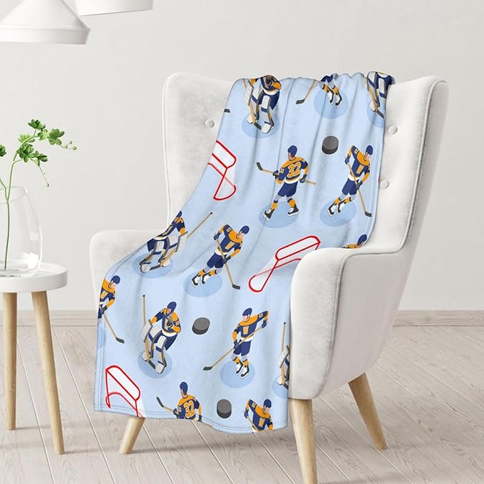 Hockey Blanket - Hockey Gifts for Girls Boys - Kids Blanket for Sport Lovers - 30"x40" Soft Flannel Throws for Couch