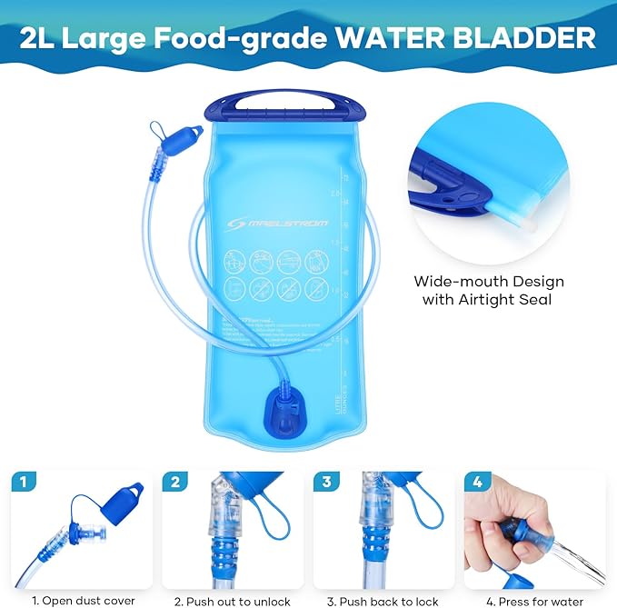 Maelstrom Running Hydration Vest, Hiking Backpack with 2L Water Bladder for Cycling Rave for Men Women