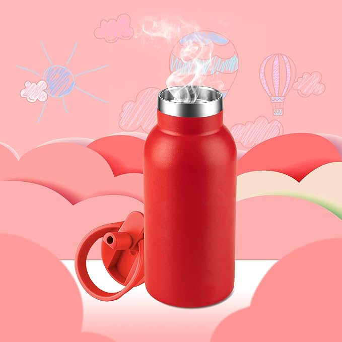 12oz Kids Water Bottle – Insulated Stainless Steel Bottle with Straw Lid, BPA-Free, Leak-Proof, for Toddlers & School Use