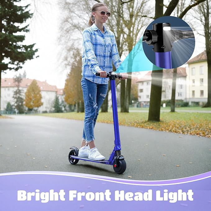 Caroma Electric Scooter for Kids Ages 6-14, 250W Motor Foldable Kids Electric Scooter,160 Mins Ride Time & 3 Speeds (6/10/15 Mph), LED Display & Dual Brake,Best Gift for Girls and Boys