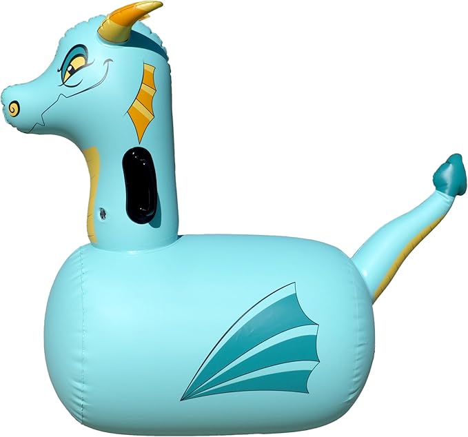Hearthsong Hop N Go Inflatable Blue Dragon Bouncy Riding, Hopping Toys for Kids Ages 5+ - Ride On Bouncer Animal Hopper Jumping Toys for Outdoor Games (2 Pack)