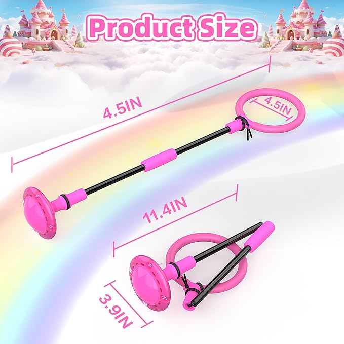 Ankle Skip Ball for Kids, Foldable Skip Ball with Colorful Flash Wheel, Indoor & Outside Game Toys, Christmas Birthday Gifts Toys for Girls and Boys Age 4 5 6 7 8 9 10 Years Old