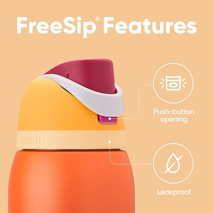 Owala FreeSip Insulated Stainless Steel Water Bottle with Straw for Sports, Travel, and School BPA-Free Sports Water Bottle, 24 oz, Citrus Crush