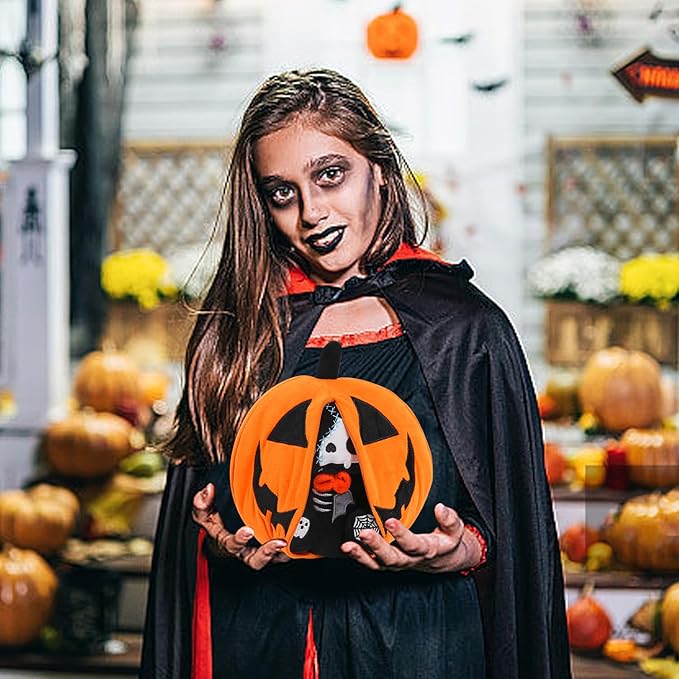 Halloween Pumpkin Plush Toy, Reversible Vampire Bear Stuffed Animals,Pumpkin Plushies for Kids and Party Decoration