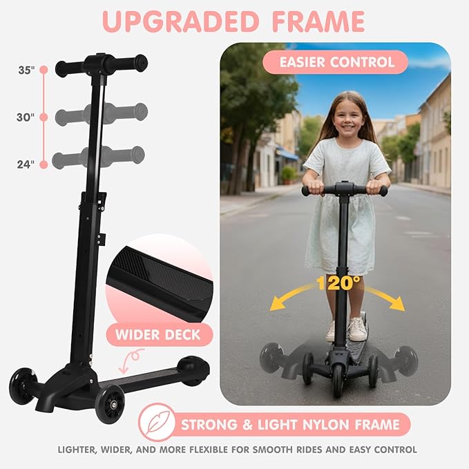 smilesun 4-in-1 Detachable Scooter Suitcase for Kids & Teenagers, Lightweight Hardside Ride-On Suitcase, Foldable Design, Perfect Travel Gift for Girls (Purple, 22-inch)