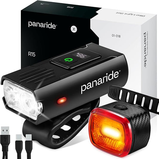 Bike Lights Kit Front and Back, USB C Rechargeable with Auto Brake Sensing, Waterproof Bicycle Headlight & Tail Light Set for Night Riding, Long Battery Life for Cycling Safety