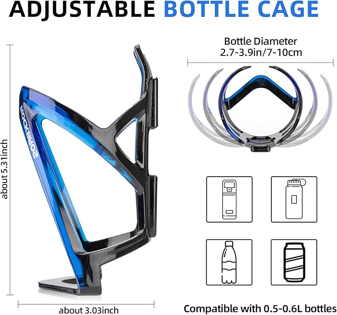 ROCKBROS Bike Water Bottle Holder Ultra-Light Bicycle Bottle Cages with Screws Tool, Universal Bike Cup Holder for Road MTB Mountain Bikes Cycling Accessories（2 Pack）