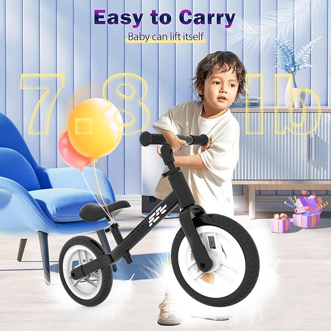 Colorful Lighting Balance Bike 2 Year Old, 2-5 Year Old Toddler Balance Bike, No Pedal Bikes with Adjustable Handlebar & Seat, 2 3 4 5 Year Old Boy Girls Birthday Gifts Toys.