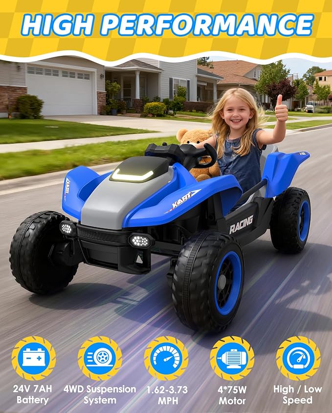 24V Ride On Toys for Big Kids, 24V 2 Seats, 4WD Ride on Car w/Remote Control, OP70 Electric Car with Multimedia Including Music, Story, Wireless Connection, Ideal Gift for Xmas & Birthday