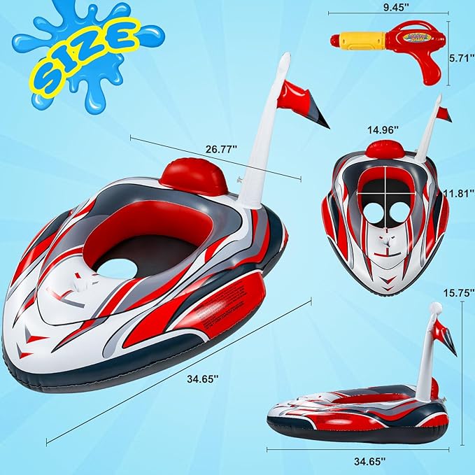 Pool Floats Toys for Kids - Toddler Pool Floats with Water Gun, Inflatable Ride-on for Boys Girls Age 3-8, Outdoor Games, Water Toys, Summer Swimming Fun