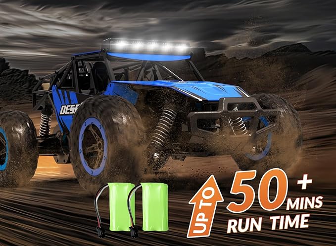 RACENT Remote Control Cars for Boys - 1:16 Scale 20kph Fast RC Truck All Terrain Off-Road Monster Truck Toy for Kids & Adults with 2 Rechargeable Batteries (Blue)