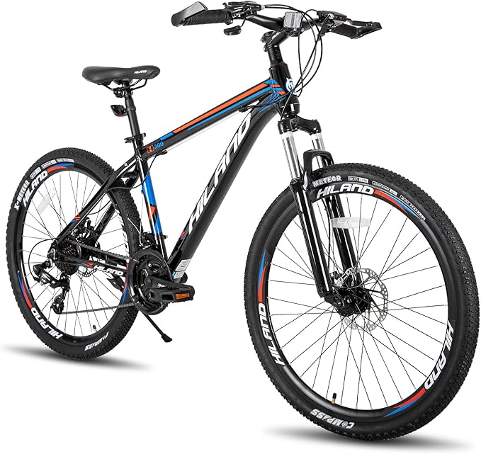 HILAND 26 27.5 Inch Mountain Bike, Mens and Womens Aluminum Frame MTB with 21 Speeds, Dis Brake, Hardtail Bicycle for Adults