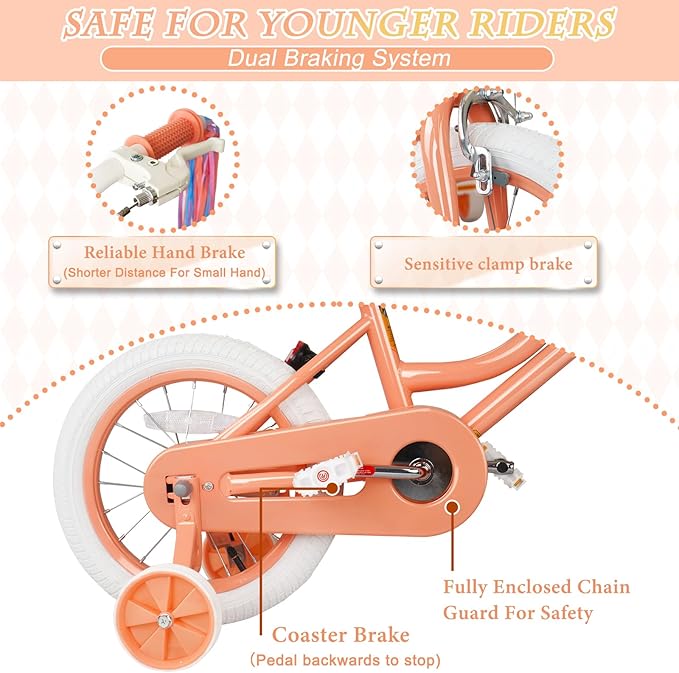 XJD Girls Bike for Toddlers and Kids Ages 2-12 Years Old,12 14 16 Inch Kids Bike with Training Wheels & Basket