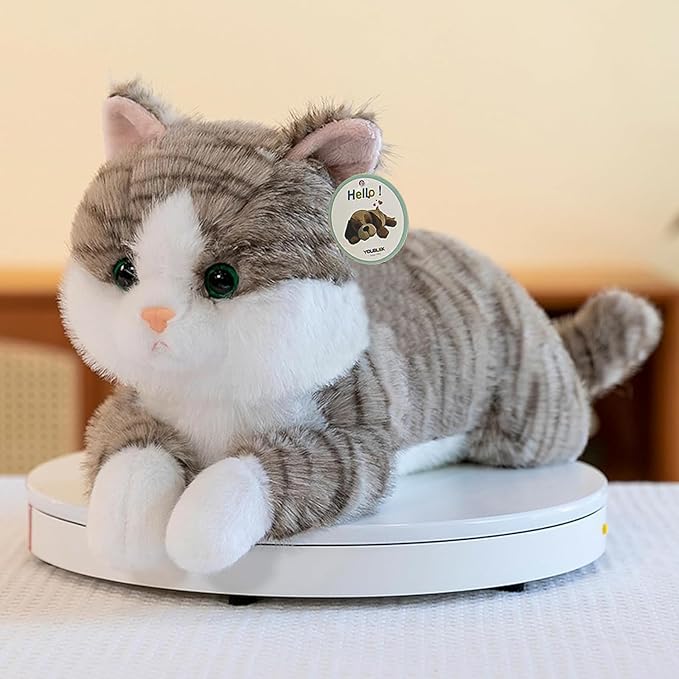 19 inch 3 Lbs Cat Weighted Stuffed Animals, Realistic Weighted Cat Stuffed Animal, Sensory Comfort Plush Throw Pillow, Soft Kawaii Stuffed Kitty Plush Toy Gift for Adults Kids Youth