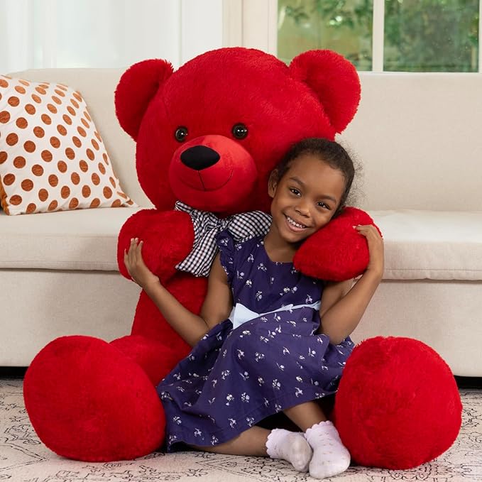 MaoGoLan Big Teddy Bear 55 inches,Life Size Big Plush Stuffed Animal,Adorable and Soft Red Teddy Bear Gift for Christmas,Valentines,Birthday,or Long Distance