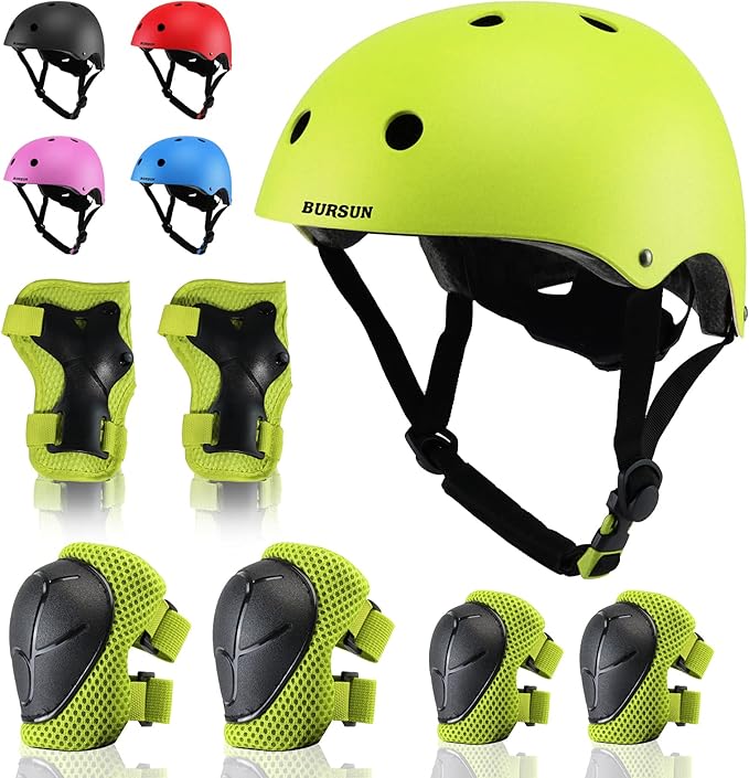 Kids Bike Helmet Set, Adjustable Toddler Helmet for Ages 2-8 Kids with Knee, Elbow & Wrist Pads | Multi-Sport Helmet for Skateboard Cycling Scooter Rollerblading
