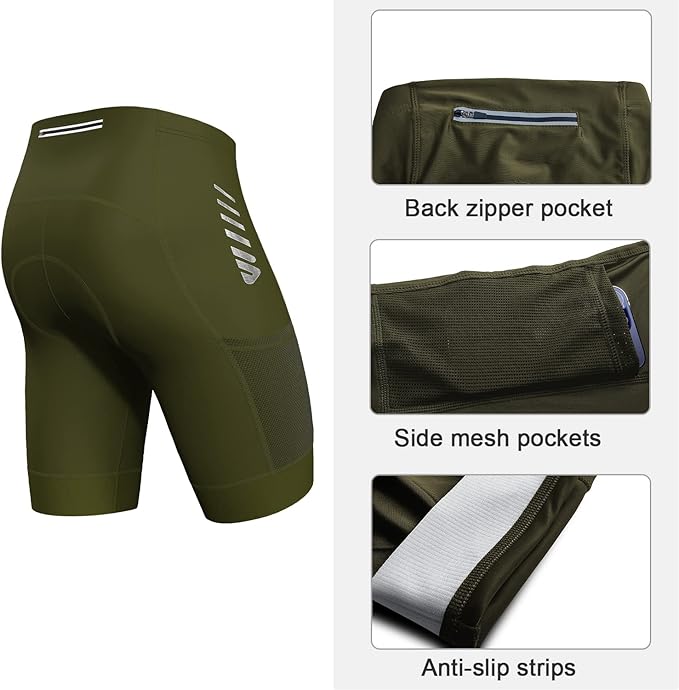 Wulibike Cycling Shorts Men Padded:Tights Highly Elastic Breathable Quick-Drying Road Bike Bicycle Shorts for Men Pockets