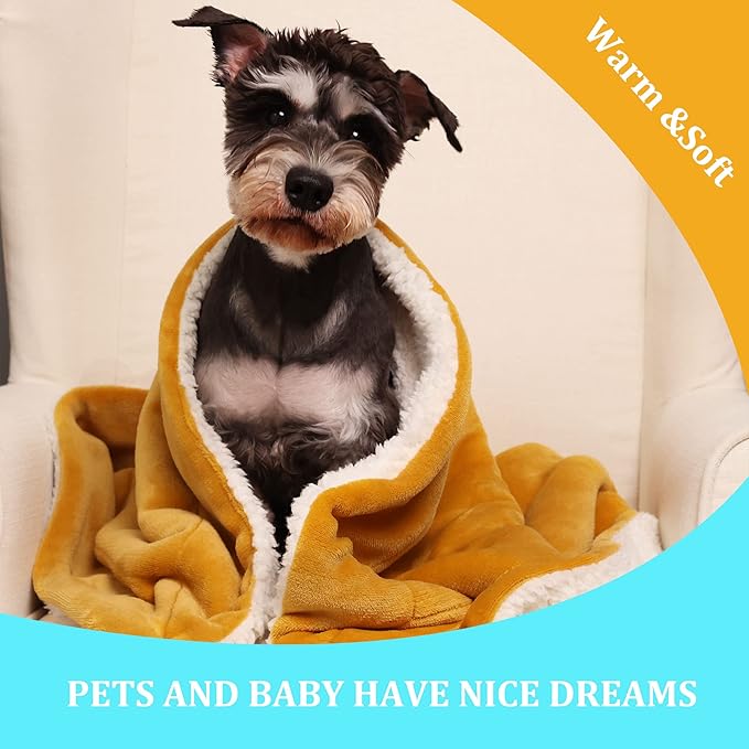 NANPIPER Baby Sherpa Blanket,Warm Toddler Throw Blanket,Soft Newborn Fleece Blanket for Winter(Ginger Yellow,30x40 inches)