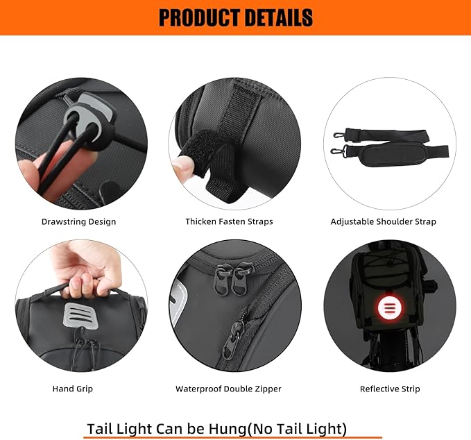 Rear Bike Rack Bag, 13.5L Waterproof Bicycle Ebike Saddle Bag Bicycle Trunk Pannier Rear Seat Bag with Reflector, Cycling Bike Carrier Backseat Storage Luggage for Commuter Travel