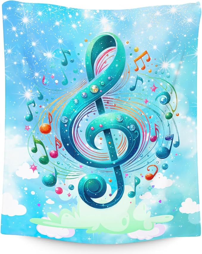 Music Blanket, Gifts for Music Lovers Girls Women, Kids Comfy Flannel Throw for Sofa Home Decor, 30"x40"