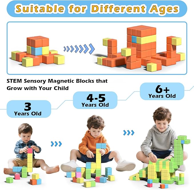 42PCS Magnetic Blocks Set, Magnet Building Cubes for Toddlers, Travel Sensory Autism Preschool Montessori Toys for 3 4 5 6 7 8 Year Old, Birthday Girls Boys Gifts