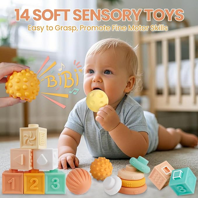 Montessori Baby Toys for 1 Year Old, Wooden Musical Instruments for Toddlers 1-3, Infant Sensory Teether, Stacking Toy Shape Sorter, Neutral Color Educational Birthday Gift for Kids 3+ (8 IN 1)
