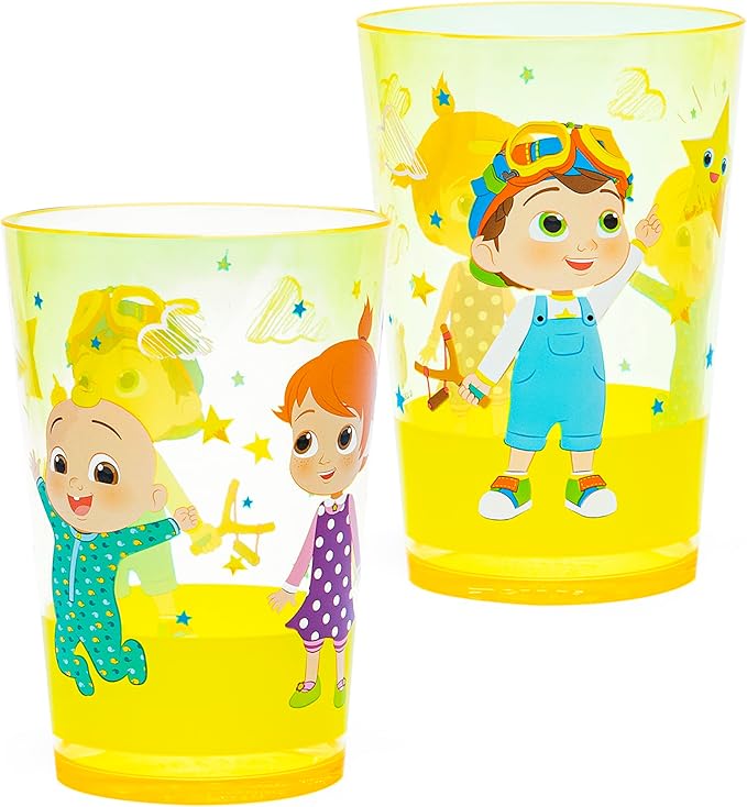 Zak Designs CoComelon Nesting Tumbler Set Includes Durable Plastic Cups with Variety Artwork, Fun Drinkware is Perfect for Kids (14.5 oz, 4-Pack, Non-BPA)